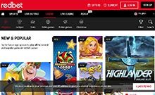 Redbet kasino gjennomgang skjermbilde på  norskcasino1.com 2