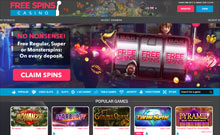 Free Spins kasino gjennomgang skjermbilde på  norskcasino1.com 1