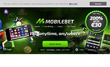 Mobilbet kasino gjennomgang skjermbilde på  norskcasino1.com 2