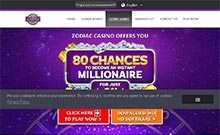 Zodiac kasino gjennomgang skjermbilde på  norskcasino1.com 2